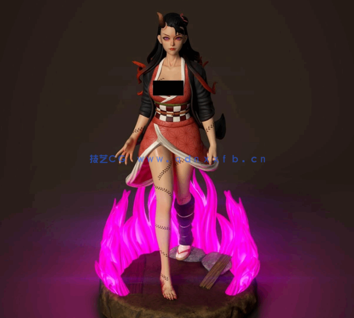 [3D打印人物] 灶门祢豆子Nezuko战斗状态《鬼灭之刃》动漫角色雕刻手办3D(图1)
