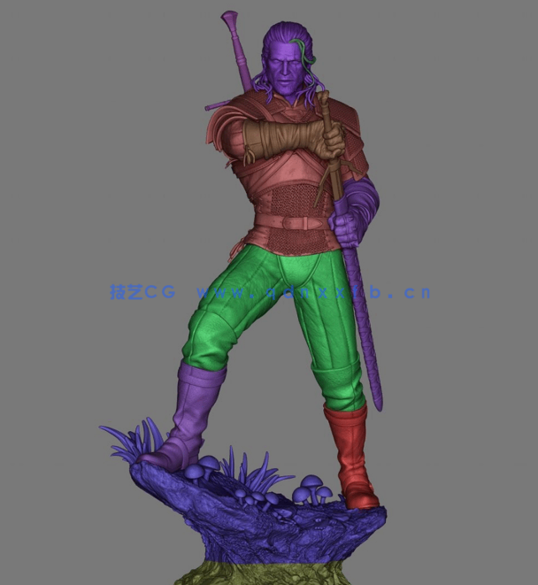 [3D打印人物] 杰洛特Geralt《巫师3：狂猎》游戏角色雕刻手办3D打印模型(图5)