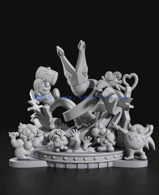 [3D打印人物] Q版马里奥Mario《纸片马力欧》游戏角色雕刻手办3D打印模型(图3)