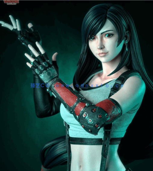 [3D打印人物] 蒂法·洛克哈特Tifa站姿《最终幻想VII》游戏角色雕刻手办3D打印(图1)