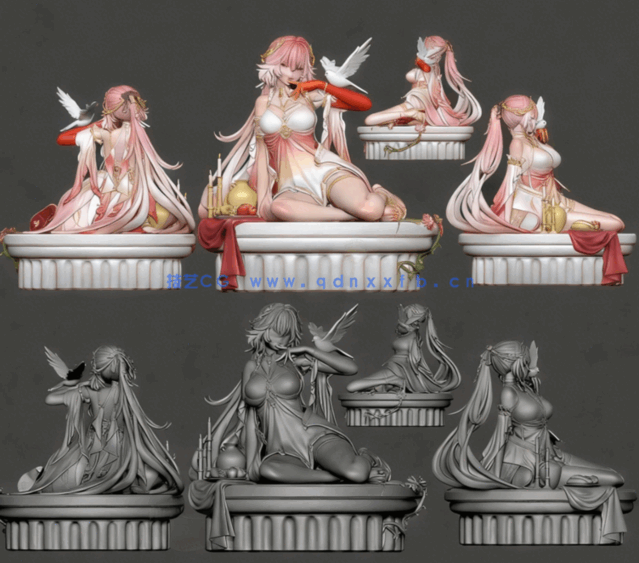 [3D打印人物] 长离Changli坐姿《鸣潮》游戏角色雕刻手办3D打印模型(图4)