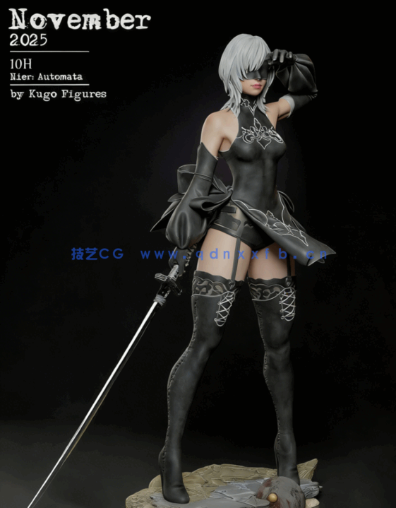 [3D打印人物] 10H人造人持剑《尼尔：机械纪元》游戏角色雕刻手办3D打印模(图1)