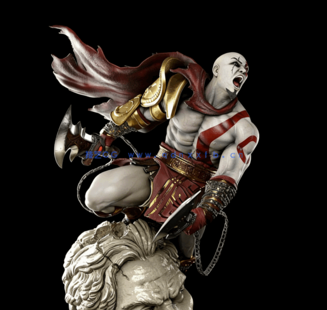 [3D打印人物] 奎托斯Kratos战斗姿势《战神》游戏角色雕刻手办3D打印模型(图2)