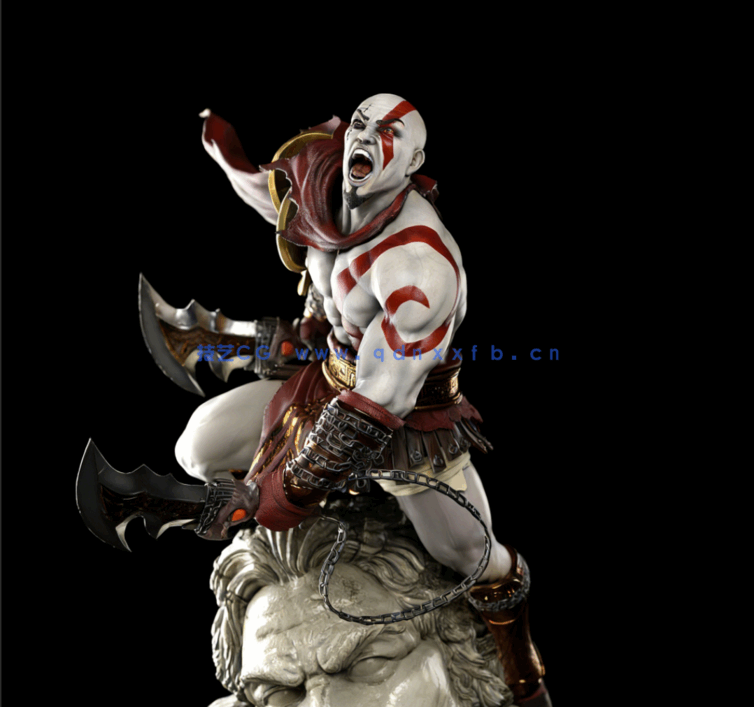[3D打印人物] 奎托斯Kratos战斗姿势《战神》游戏角色雕刻手办3D打印模型(图3)