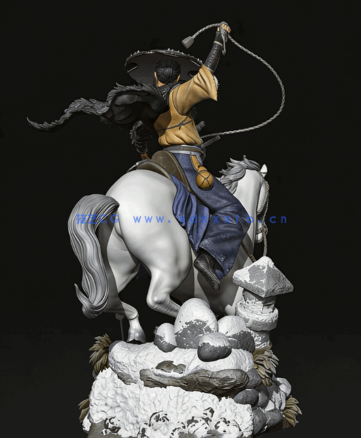 [3D打印人物] 笃Atsu骑马《羊蹄山之魂》游戏角色雕刻手办3D打印模型(图4)