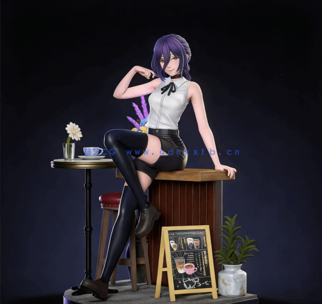 [3D打印人物] 蕾塞Reze坐姿《链锯人》动画角色雕刻手办3D打印模型(图2)