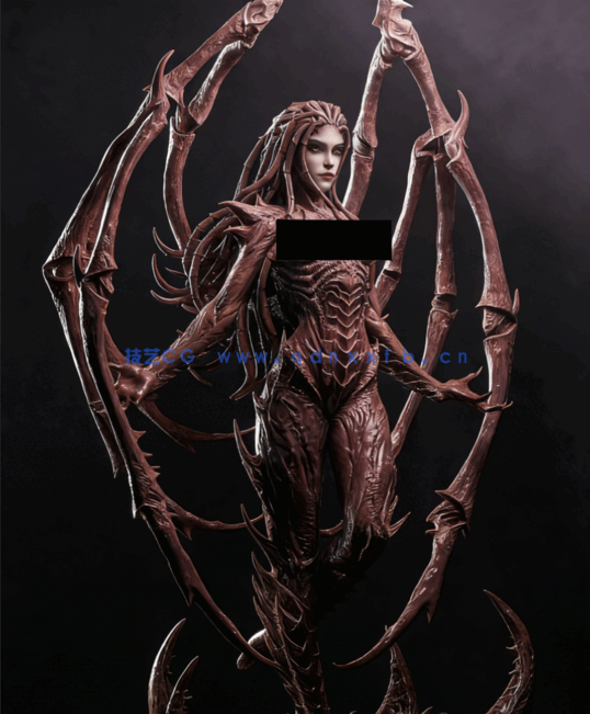 [3D打印人物] 凯瑞甘刀锋女王站姿《星际争霸》游戏人物角色雕刻手办3D打印(图2)