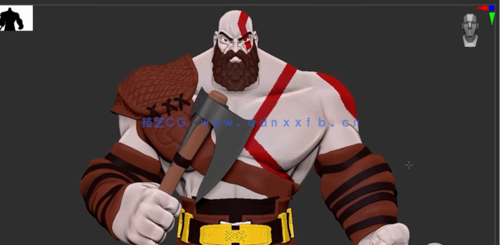 Zbrush战神游戏角色奎托斯实例雕刻建模全流程视频教程(图2)