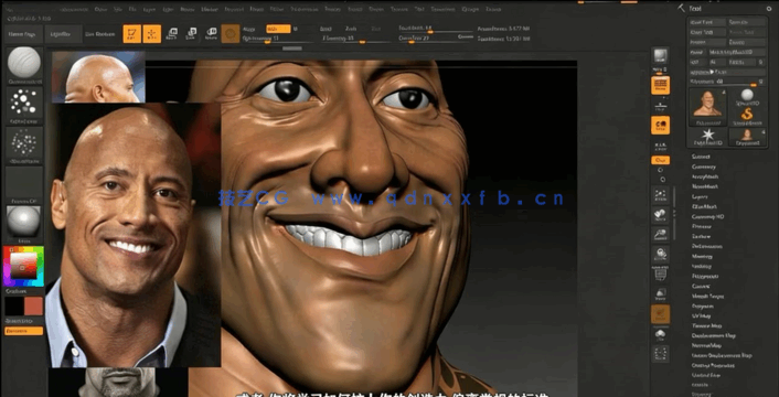 Zbrush巨石强森人物头部3D打印雕塑制作视频教程(图4)