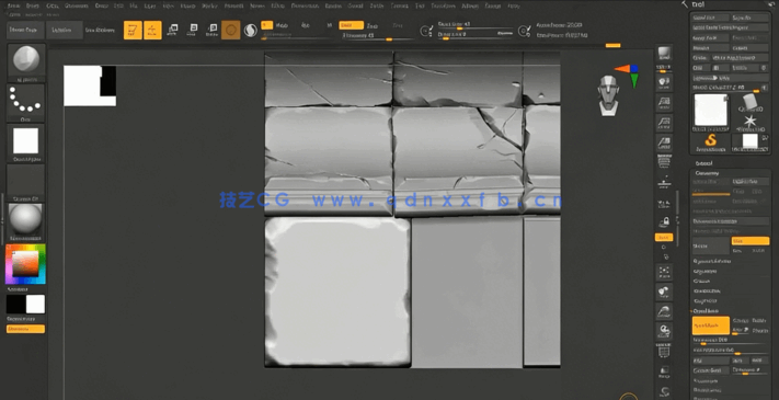 Zbrush砖墙瓷砖硬表面雕刻技术视频课程 (图2)