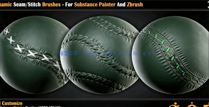 动态缝线/针法笔刷适用于Substance Painter 和 Zbrush + Alpha 纹理动态缝线/针法笔刷适用于Substance Painter 和 Zbrush + Alpha 纹理(图1)