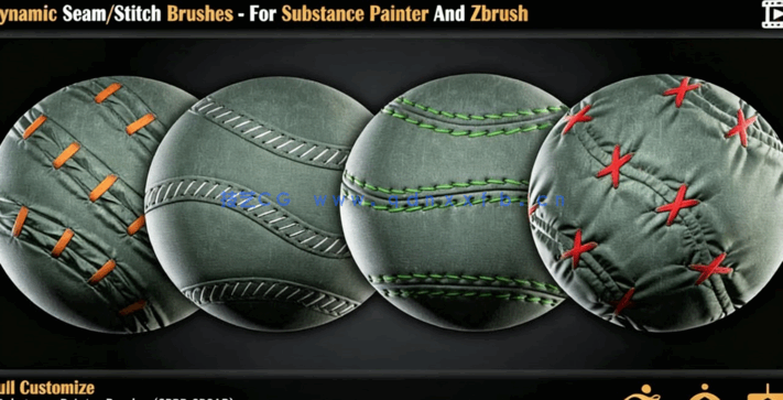 动态缝线/针法笔刷适用于Substance Painter 和 Zbrush + Alpha 纹理动态缝线/针法笔刷适用于Substance Painter 和 Zbrush + Alpha 纹理(图4)