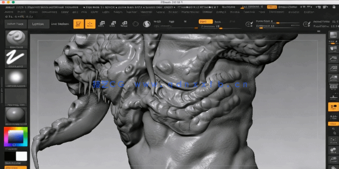  ZBrush与Keyshot恐怖鱼人半身像建模雕刻制作流程视频教程(图4)