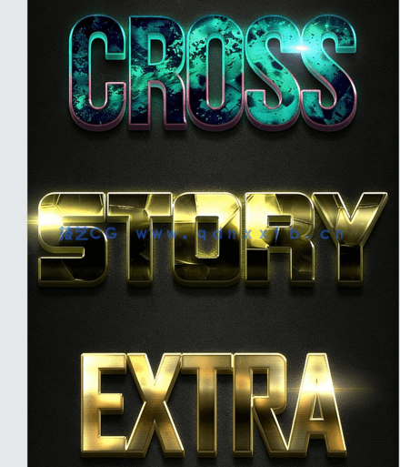 3D时尚暗色系光泽金属质感艺术特效PSD字模第二季(图3)