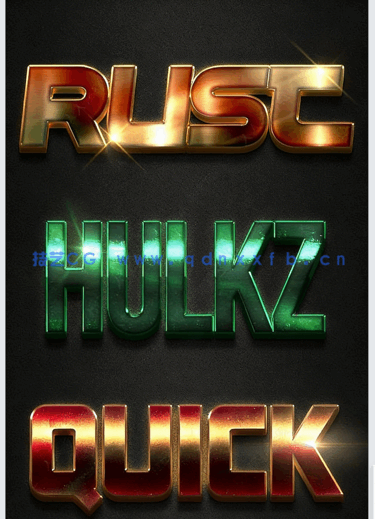 3D时尚暗色系光泽金属质感艺术特效PSD字模第二季(图2)