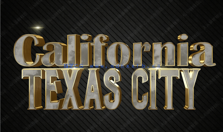 3D闪耀黄金文字特效PSD字模(图5)