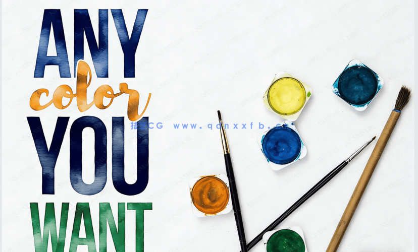 清新多彩卡通水彩字体特效PSD模板合集(图4)