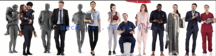 C4D各种姿势现代建筑漫点缀游场景人物展示模型大合集(图5)