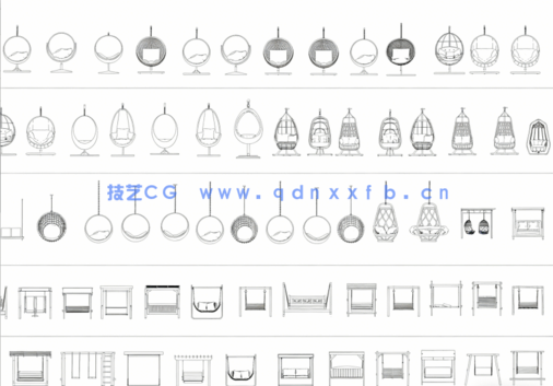 2026年最新秋千CAD图库(图3)