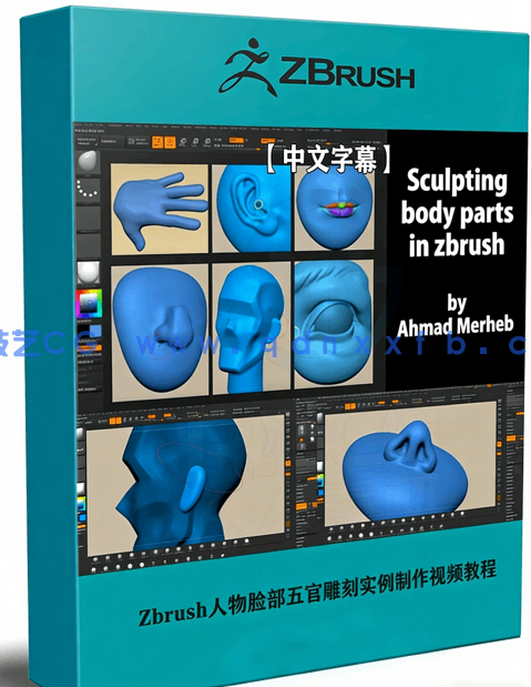 Zbrush人物脸部五官雕刻实例制作视频教程 (图1)