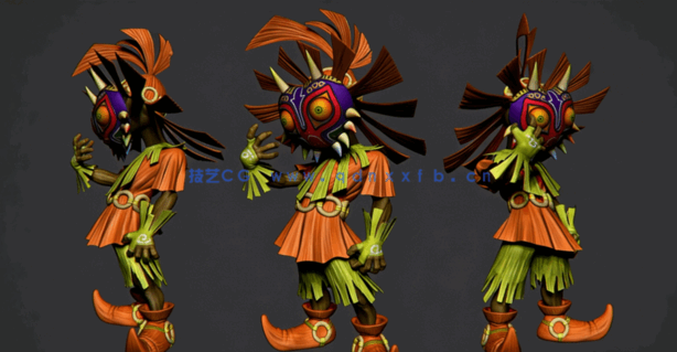 Zbrush塞尔达传说游戏马约拉面具雕刻制作流程视频教程(图4)