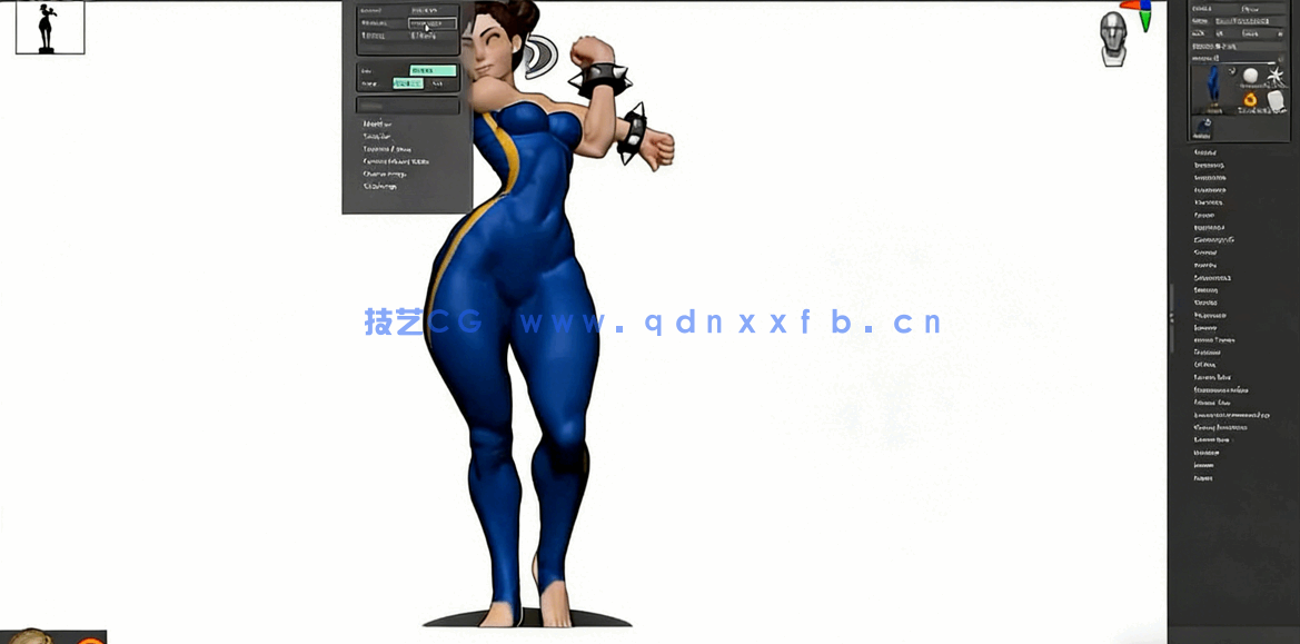 ZBrush街霸游戏春丽女性角色雕刻实例制作视频教程 (图2) ZBrush街霸游戏春丽女性角色雕刻实例制作视频教程 (图2)