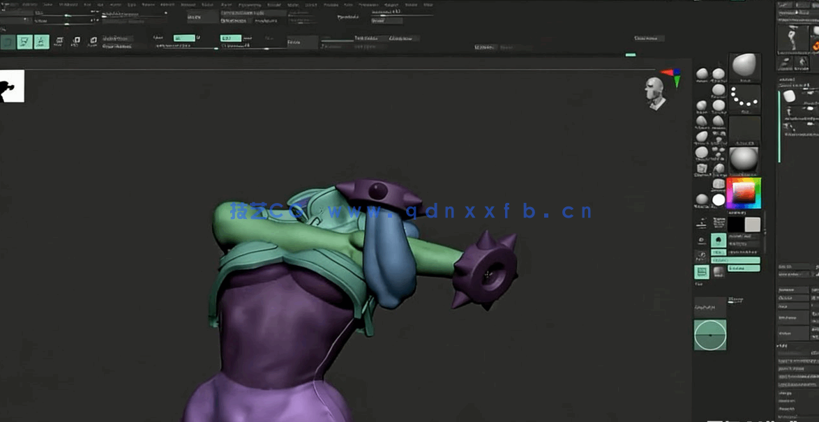 ZBrush街霸游戏春丽女性角色雕刻实例制作视频教程 (图4) ZBrush街霸游戏春丽女性角色雕刻实例制作视频教程 (图4)
