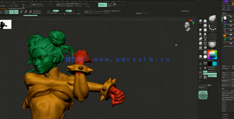 ZBrush街霸游戏春丽女性角色雕刻实例制作视频教程 (图5) ZBrush街霸游戏春丽女性角色雕刻实例制作视频教程 (图5)