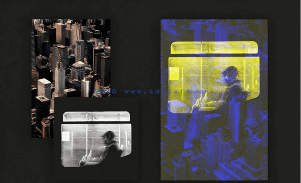 双曝光重叠彩色玻璃片海报效果PSD模板(图4)