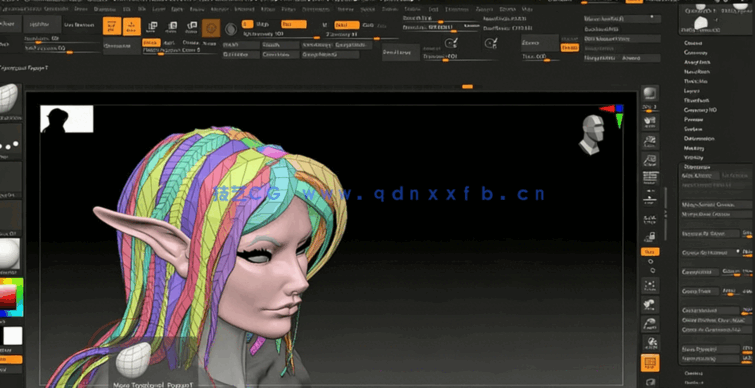 Zbrush赛博朋克女性角色雕刻建模实例制作视频教程(图5) Zbrush赛博朋克女性角色雕刻建模实例制作视频教程(图5)