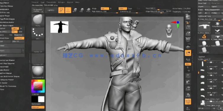 Zbrush赛博朋克黑客角色3D雕刻建模制作视频教程 (图5) Zbrush赛博朋克黑客角色3D雕刻建模制作视频教程 (图5)