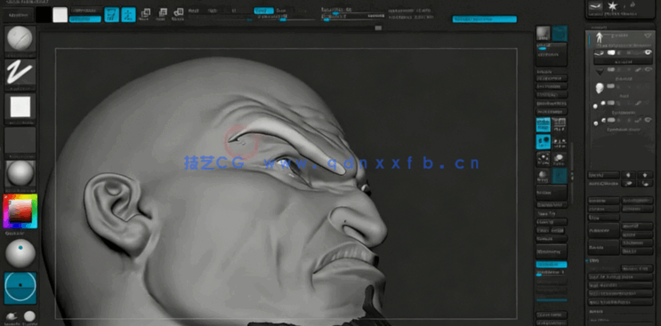 Zbrush战神游戏角色奎托斯头部与身体实例制作视频教程 (图4) Zbrush战神游戏角色奎托斯头部与身体实例制作视频教程 (图4)
