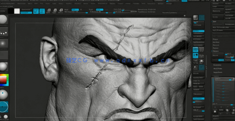 Zbrush战神游戏角色奎托斯头部与身体实例制作视频教程 (图5) Zbrush战神游戏角色奎托斯头部与身体实例制作视频教程 (图5)