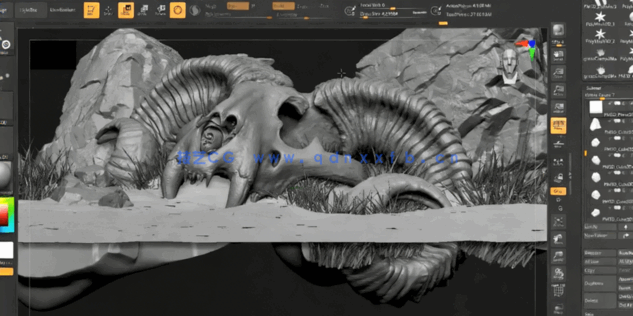 Zbrush奇美拉动物骨架数字雕刻实例训练视频教程(图4) Zbrush奇美拉动物骨架数字雕刻实例训练视频教程(图4)