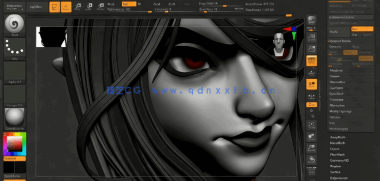 ZBrush长发女性半身像雕刻实例制作流程视频教程(图5)