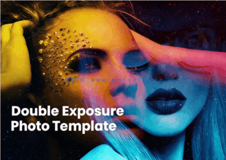 两张图片2合1双重曝光效果PSD模板合集(图1)