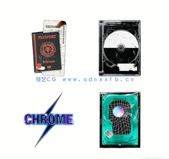 上百组塑料贴纸DVD磁带等复古包装PSD模板合集(图4)