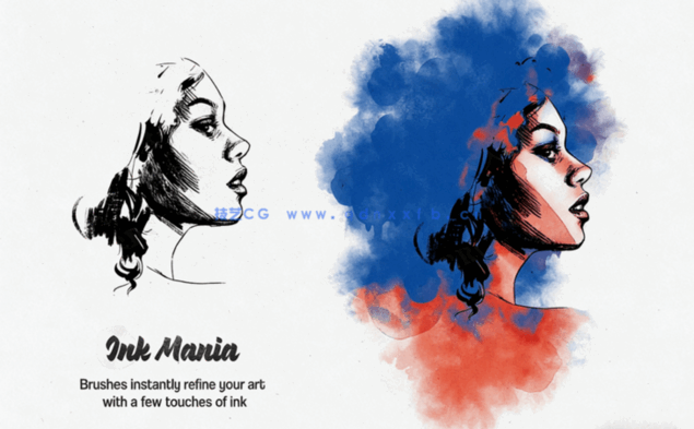 东方水墨美学数字绘画PS笔刷合集(图4)