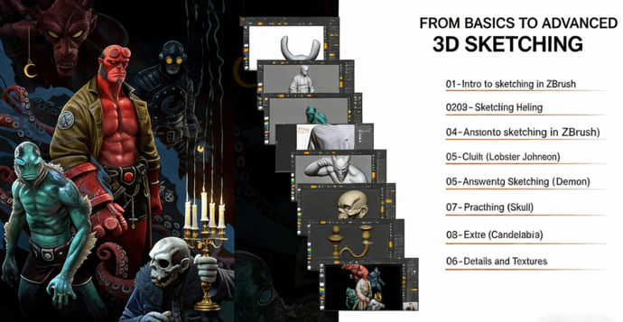 ZBrush地狱男爵角色数字雕刻完整实例制作视频教程(图2)