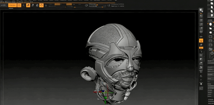 ZBrush机械人脸硬表面建模工作流程视频教程 (图5) ZBrush机械人脸硬表面建模工作流程视频教程 (图5)
