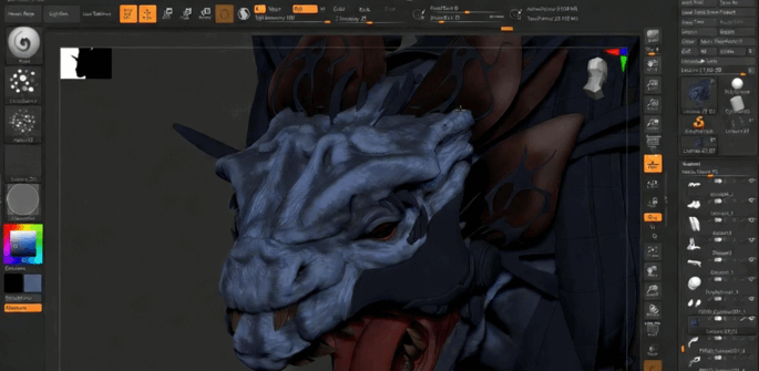 ZBrush机械怪兽生物硬表面雕刻实例训练视频教程 (图4) ZBrush机械怪兽生物硬表面雕刻实例训练视频教程 (图4)