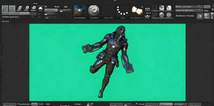 ZBrush未来派机甲人硬表面雕刻视频教程 (图4) ZBrush未来派机甲人硬表面雕刻视频教程 (图4)