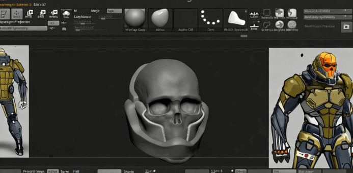ZBrush未来派机甲人硬表面雕刻视频教程 (图3) ZBrush未来派机甲人硬表面雕刻视频教程 (图3)