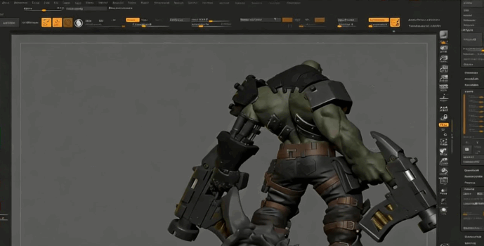 ZBrush半机械兽人角色数字雕刻实例制作视频教程 (图4) ZBrush半机械兽人角色数字雕刻实例制作视频教程 (图4)