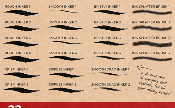 真实墨水效果数字绘画Procreate笔刷合集(图2) 真实墨水效果数字绘画Procreate笔刷合集(图2)