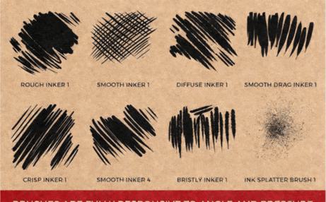 真实墨水效果数字绘画Procreate笔刷合集(图3) 真实墨水效果数字绘画Procreate笔刷合集(图3)