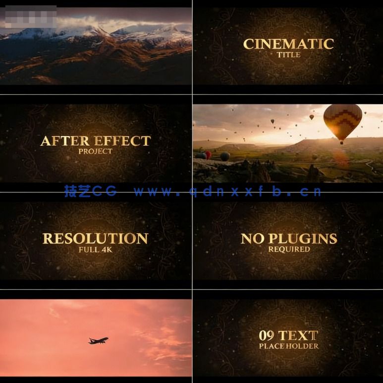 大气恢宏的金色标题电影预告片开场AE模板(图1)