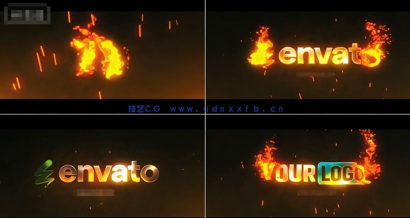 史诗电影般的燃烧logo标志开场特效AE模板(图1)