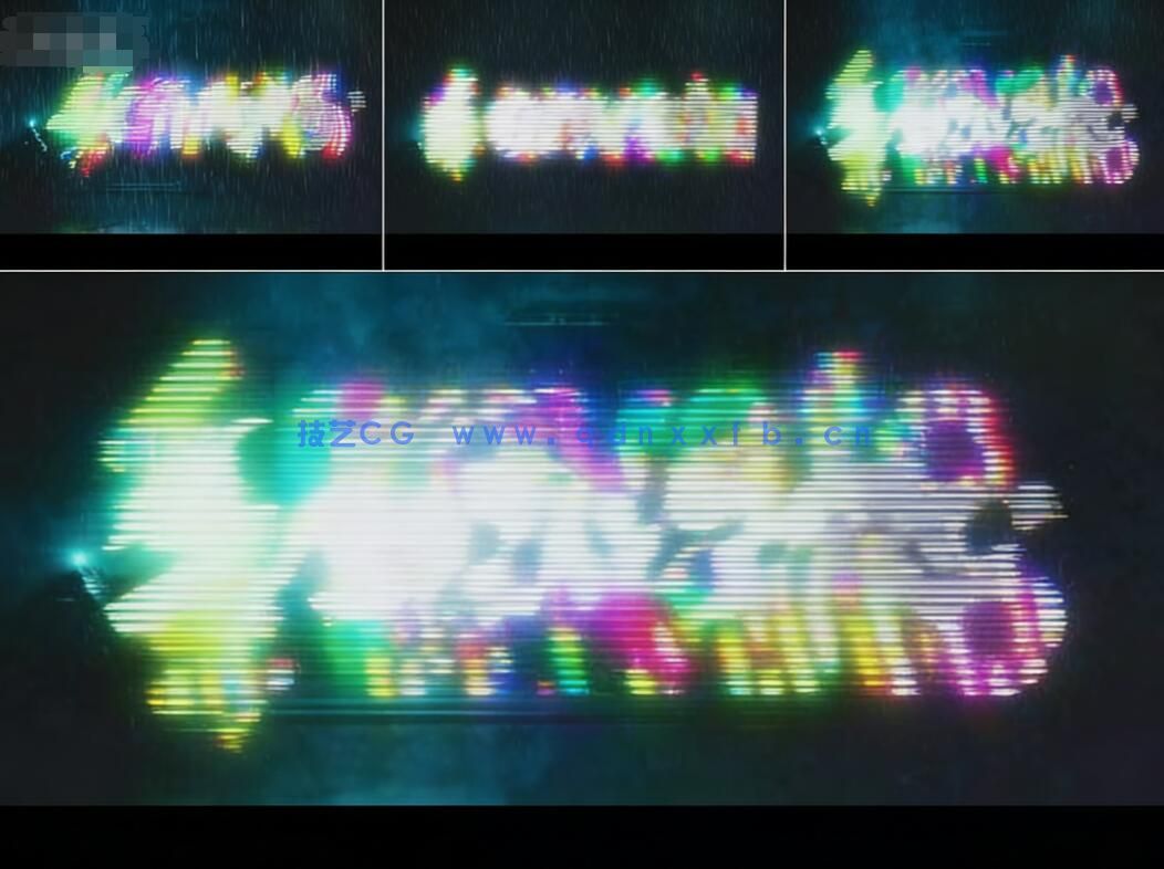 雨中的故障毛刺logo标志开场特效AE模板(图1)