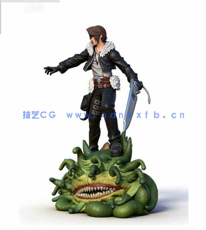 [3D打印人物] 斯考尔·莱昂哈特Squall Leonhart《最终幻想8VIII》游戏角色雕刻手办3D打印模型(图4)